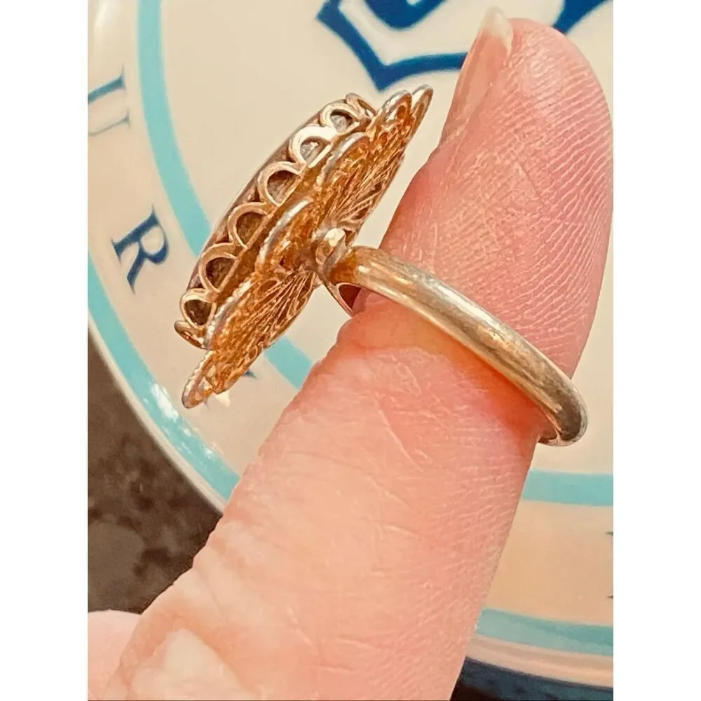 Vintage Gold Tone Owl Ring Adjustable